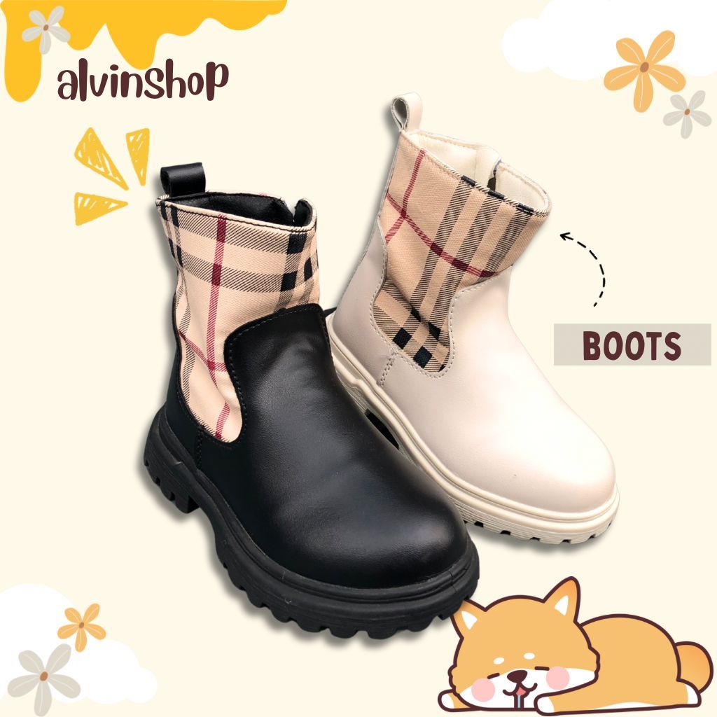 ALVIN- 601 Sepatu Boots Tinggi Anak Perempuan Import