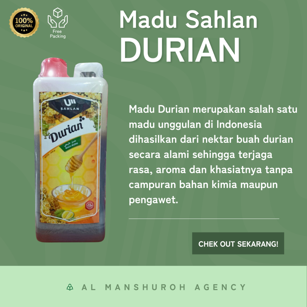 

MADU SAHLAN DURIAN 1KG - Madu Asli Dari Nextar Bunga Durian