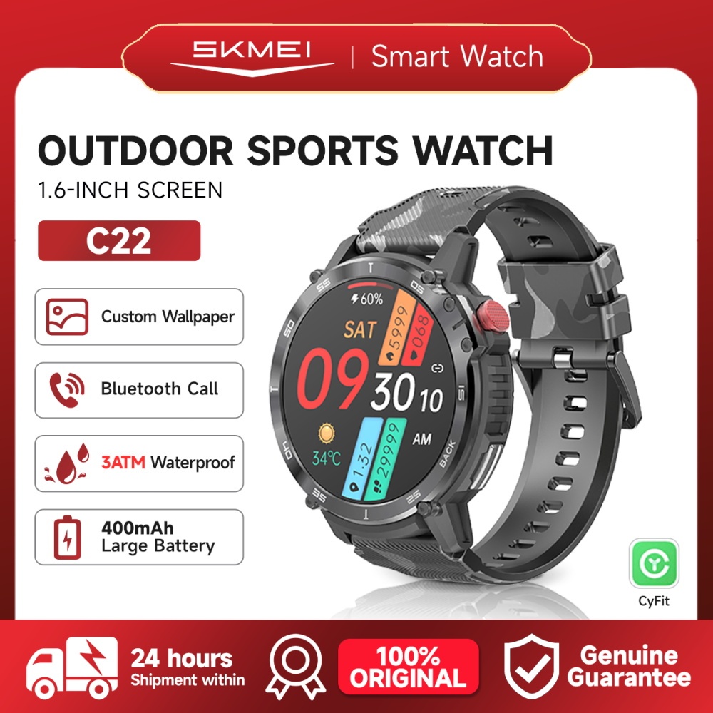 Skmei C22 Jam Pintar Pria Jam Tangan Sport Smartwatch Olahraga Memori 4G +400 mAh Baterai Besar