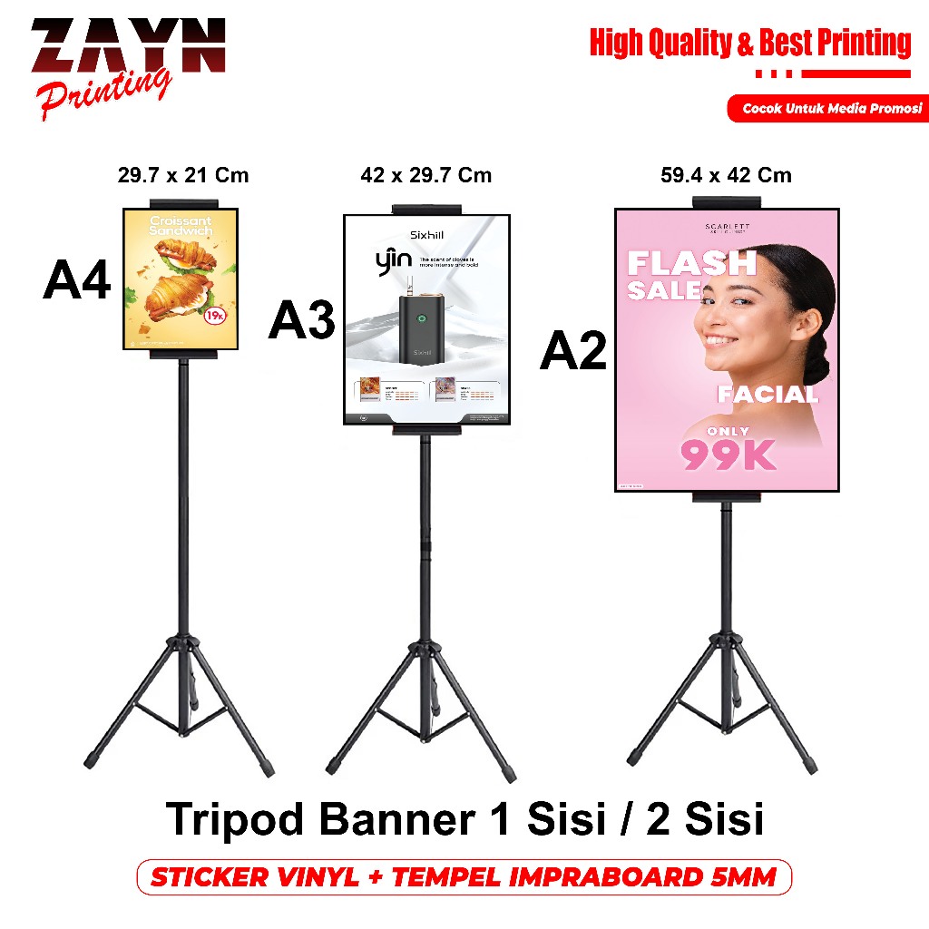 TRIPOD BANNER + IMPRABOARD + STICKER || TERMURAH
