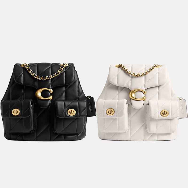 Coach Tabby Backpack With Quilting Chain Leather Women's Backpack Coach Ransel Wanita Tas Bahu Wanit