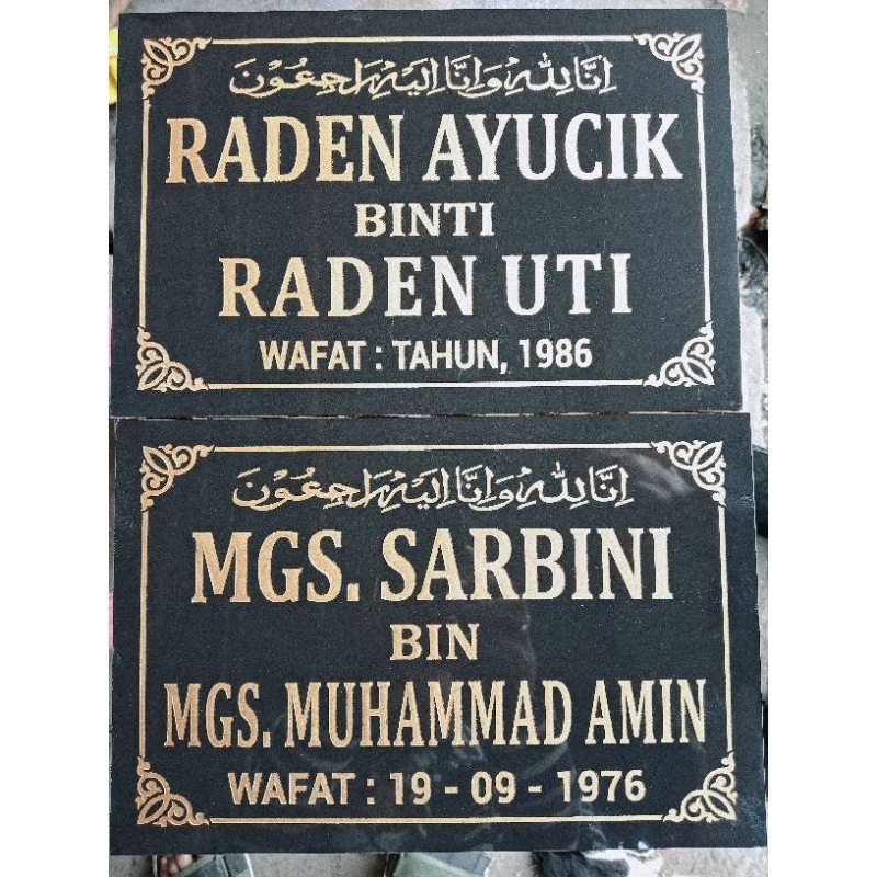 Batu Nisan/Plakat Granit Hitam Gold