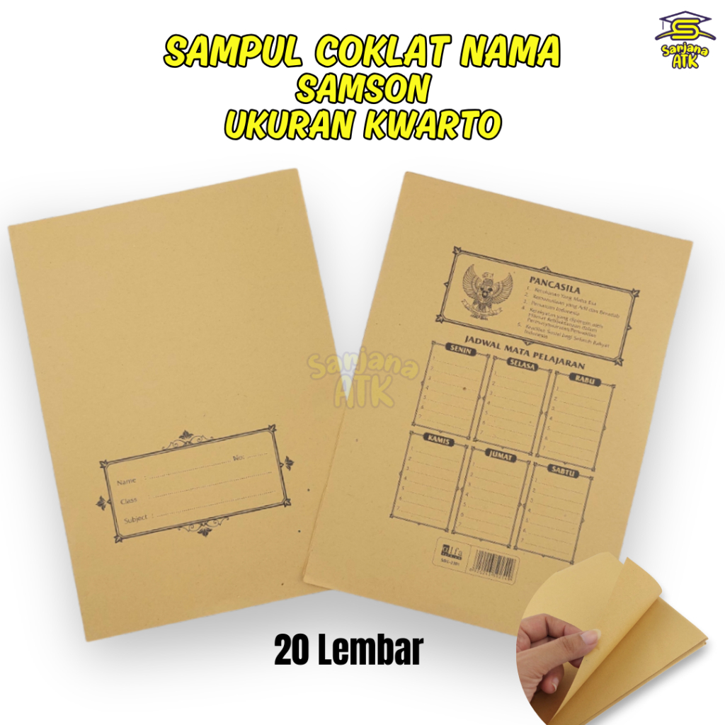 (20 Lembar) Sampul Buku Tulis Coklat NAMA Ukuran Kwarto Samak Buku Coklat