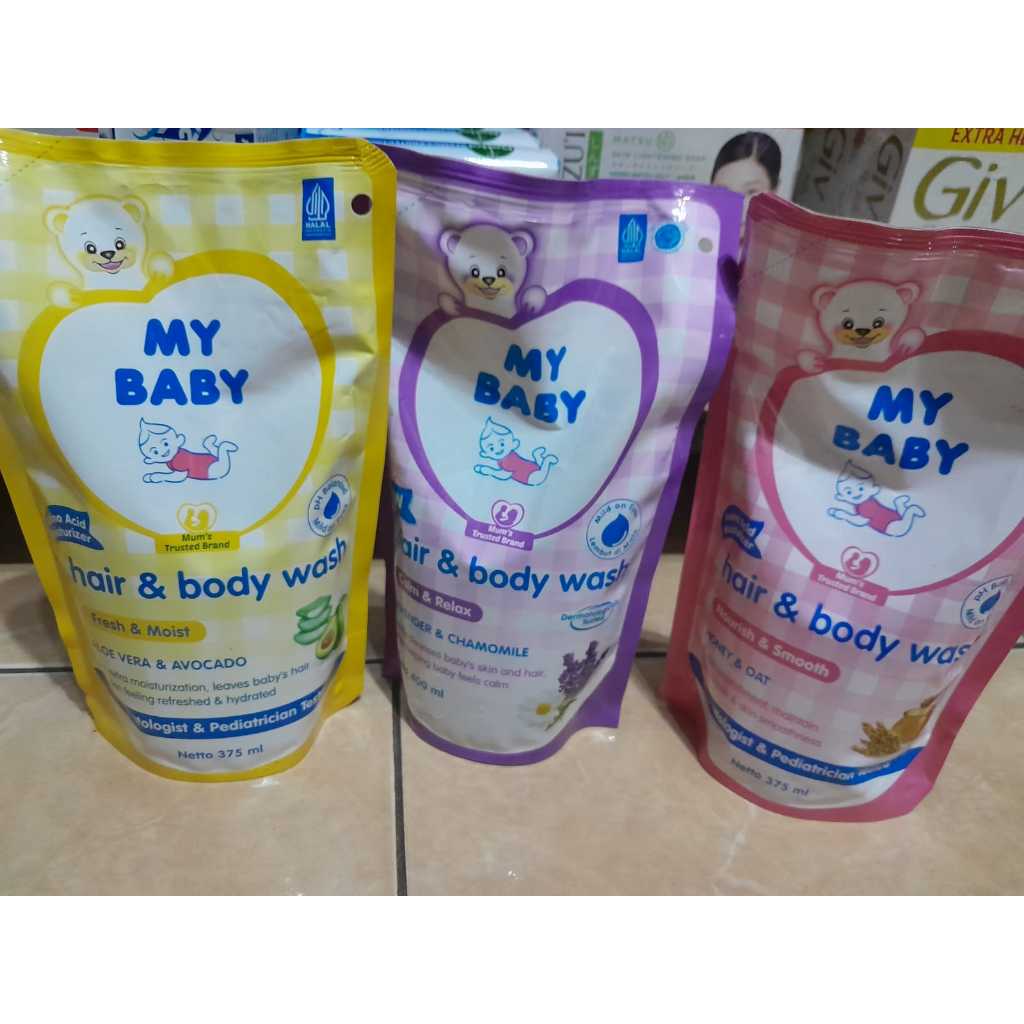 MY BABY Hair & Body Wash Refill - Sabun Bayi & Shampo Isi Ulang 375 ml