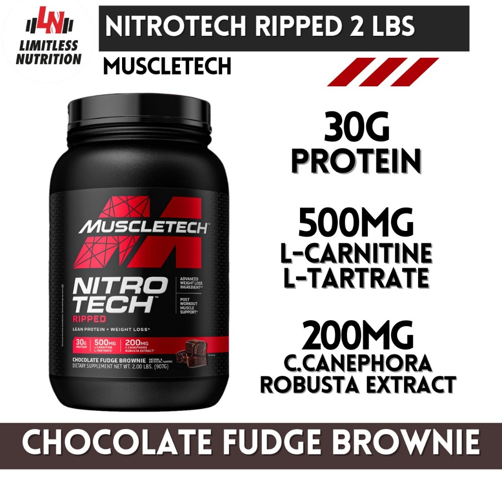 Muscletech Nitrotech Ripped 2 Lbs Nitro Tech Ripped Whey+Fat Loss Whey Protein / Nitrotech Whey Prot
