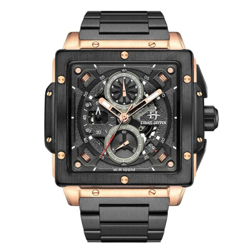 Evans Jayden 9582 Jam Tangan Pria  Stainless Steel Choronograph Sapphire Water Resistant 10 ATM