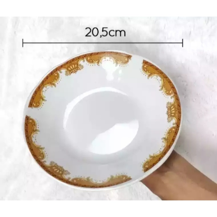 Piring Keramik Mahkota Hijau,Merah dan Coklat 6 Pcs/ Piring Makan Keramik Ukuran 20,5 cm