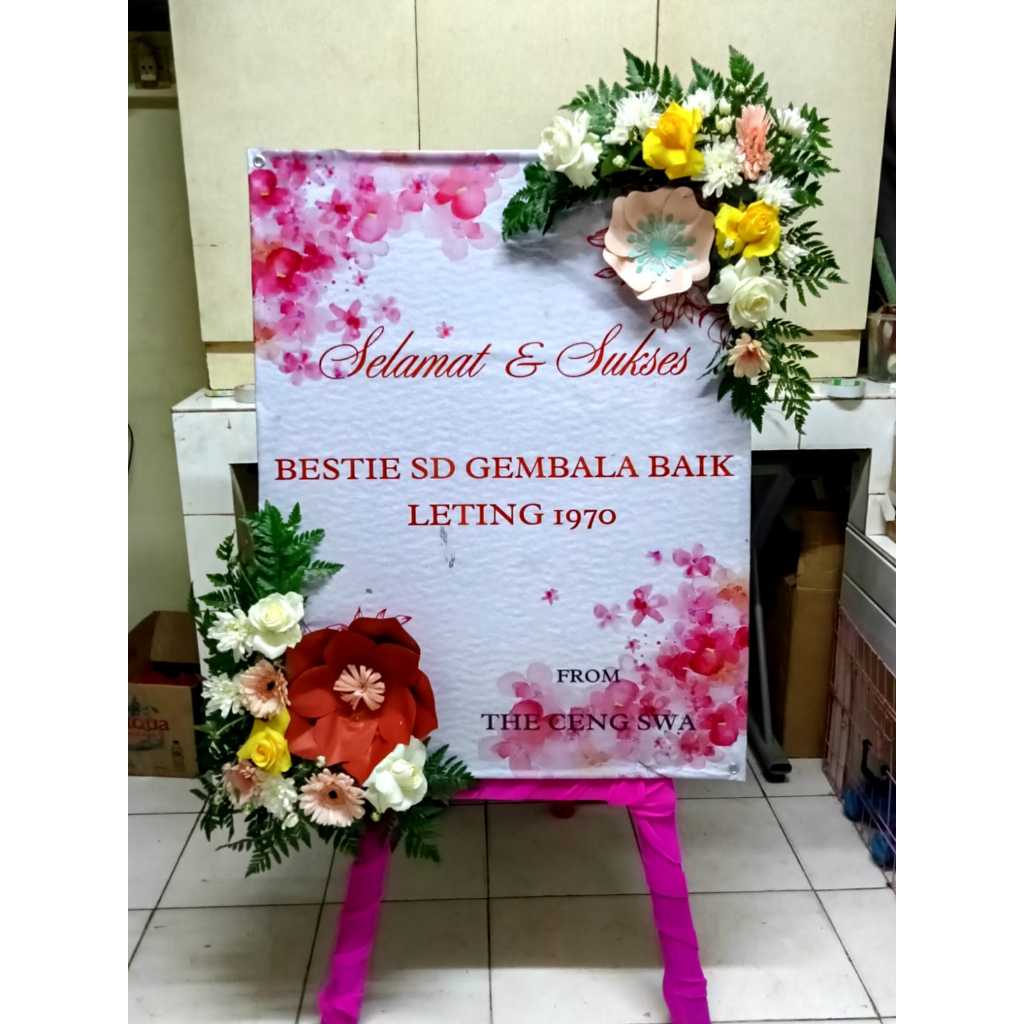 Bunga Akrilik Papan Opening Toko / Akrilik Papan Custom / Akrilik Custom Bunga Fresh atau Artifical