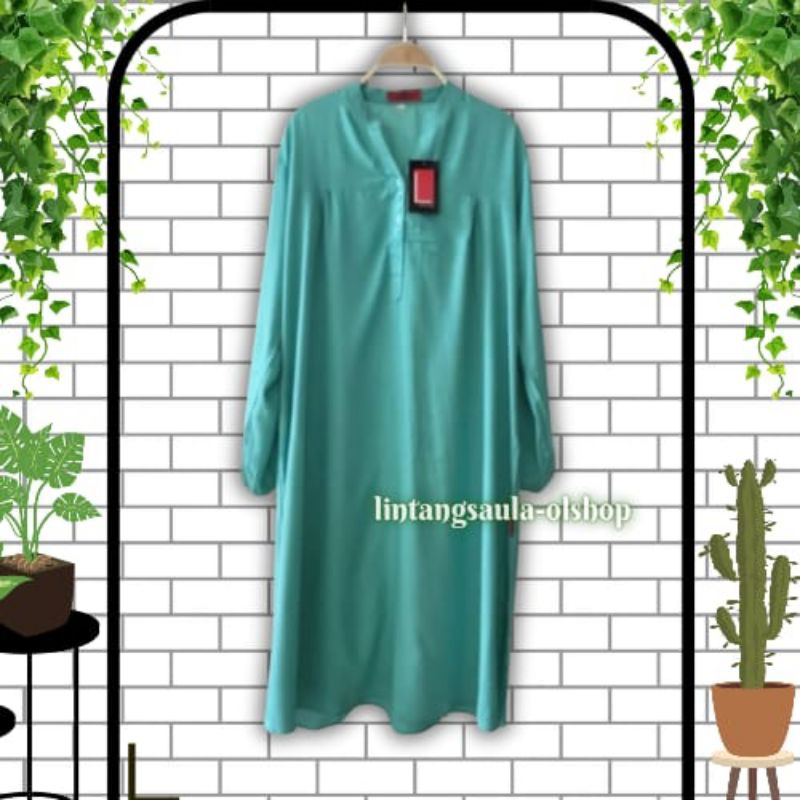 Tunik polos rayon jumbo hijau wardah