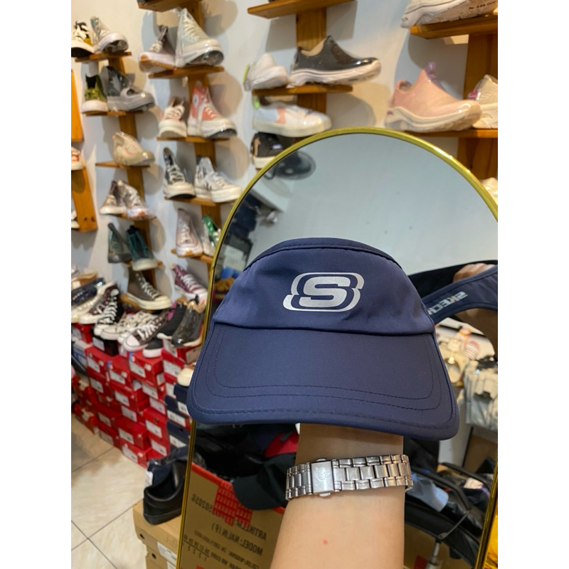 TOPI PRIA DAN WANITA SKECHERS OLAHRAGA DRY FIT UNISEX NAVY DAN BLACK BNWT ORIGINAL COD