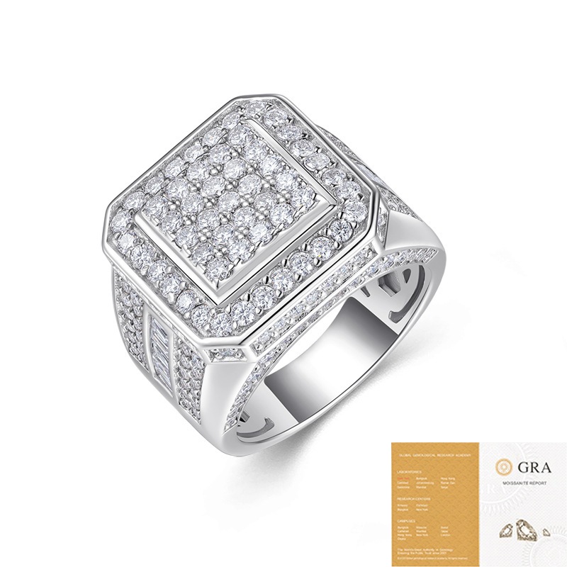 Full moissanite diamond men Cincin GRA certificate Hip-hop Ring