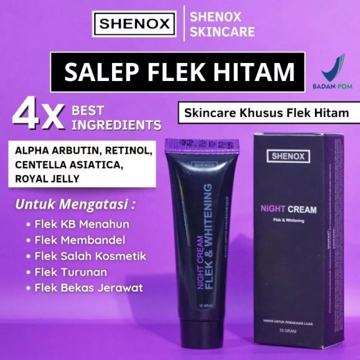 Shenox Cream Night Flek Whitening BPOM salep Cream Penghilang Flek Hitam
