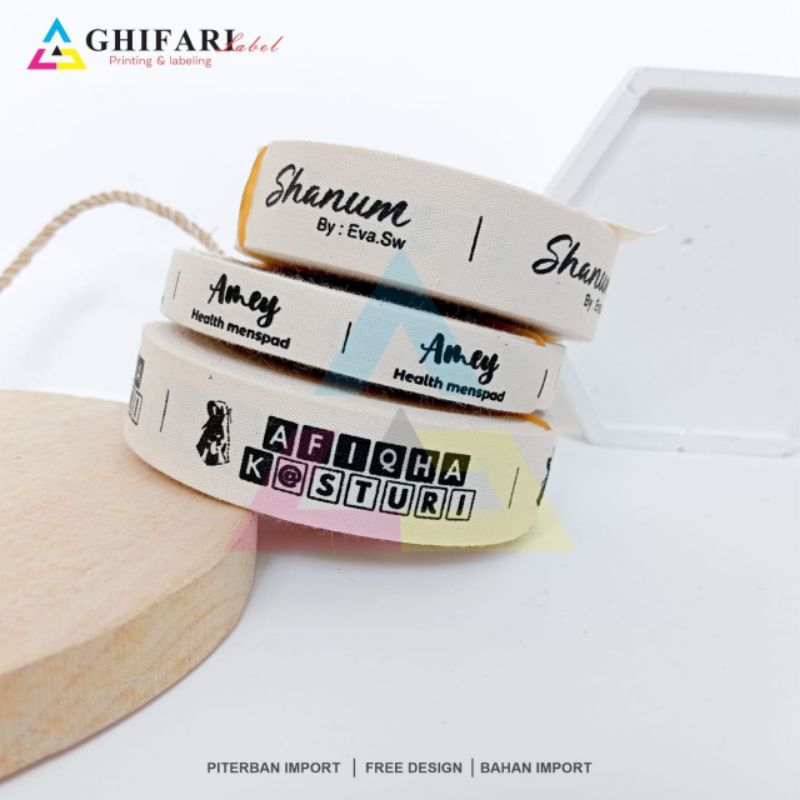 ( lebar 2cm ) label katun custom/label baju/label cotton/label baju anak/label custom/woven bordir/l