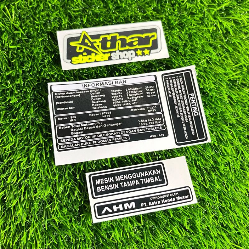 stiker informasi ban motor Honda matic stiker Honda