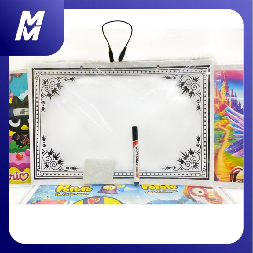 

MM - Instant/Same Day Papan Tulis Anak Karakter Kartun White Board set Spidol Penghapus
