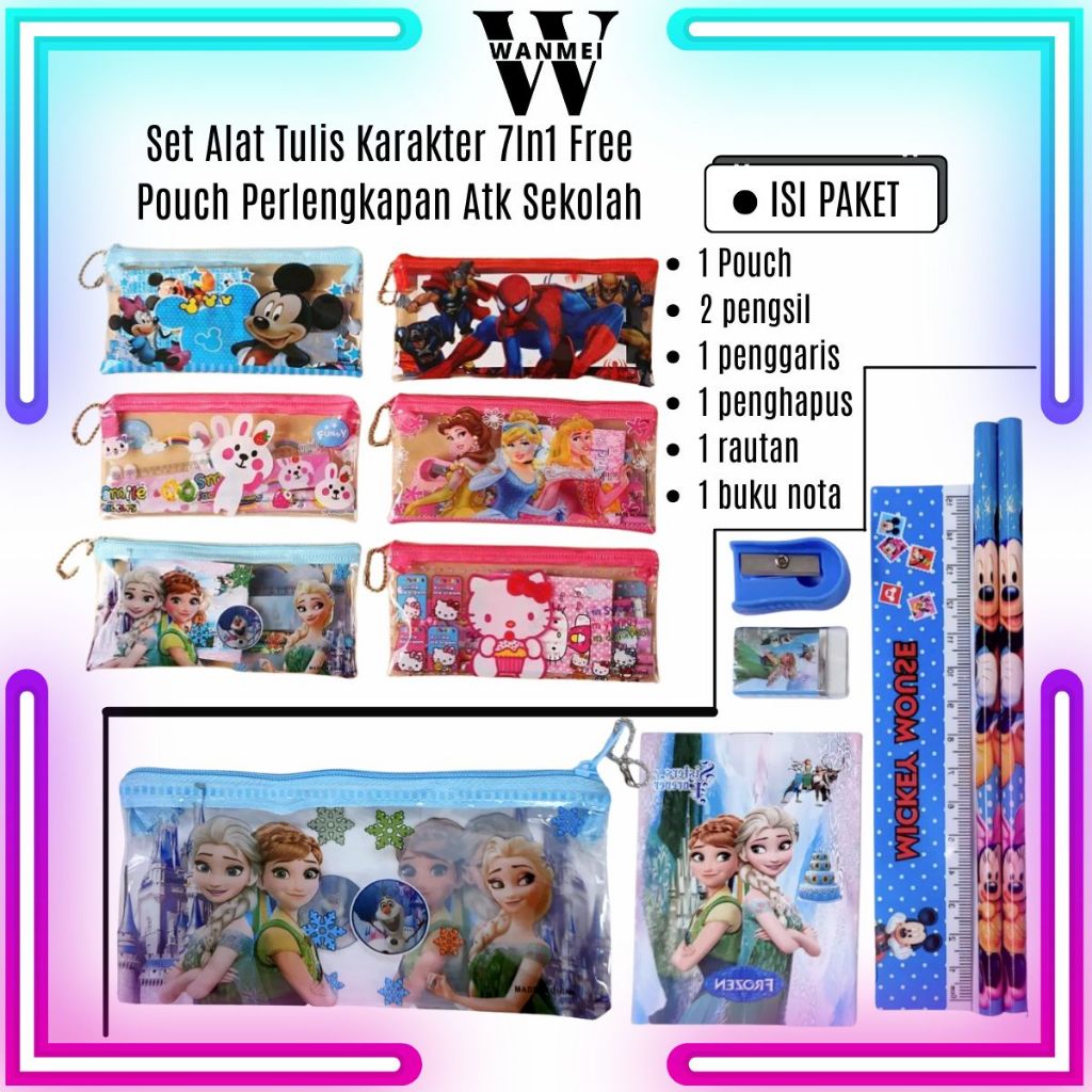 

WM Set Alat Tulis 7in1 Stationery Set Free Pouch Pensil Rautan Note Penghapus Perlengkapan Atk Sekolah