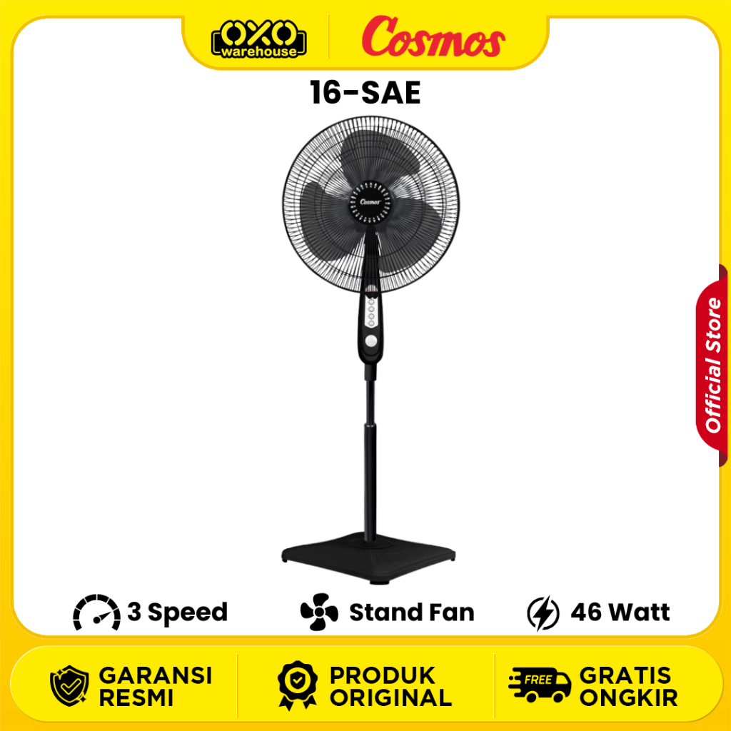 COSMOS Sand Fan 16 SAE  Kipas Angin Berdiri 16 Inch Low Watt Garansi Resmi