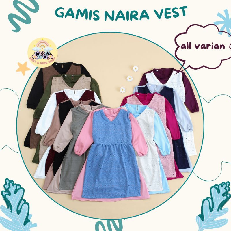 Gamis anak cewek naira vest/gamis satu set dengan kerudung/gamis anak cewek/gamis anak usia 1-5 tahu