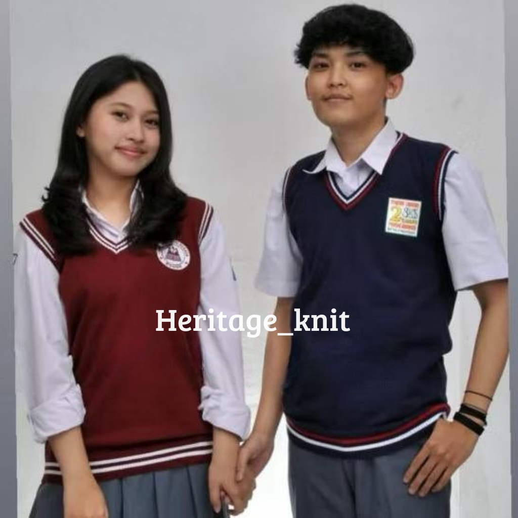 ROMPI RAJUT LIST KOREA  KNIT BAHAN TEBAL PREMIUM SERAGAM SEKOLAH SMP/SMA/KANTORAN UNISEX /M/L/XL/XXL