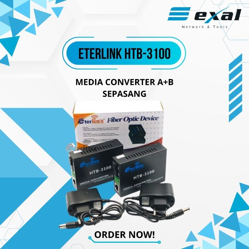 Eterlink HTB-3100 A+B Fiber Optik Media Converter 1 set 10 / 100Mbps