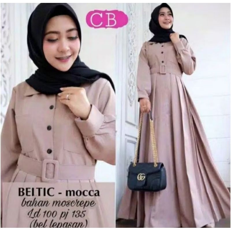 Baju gamis bahan Moscrepe premium model terbaru