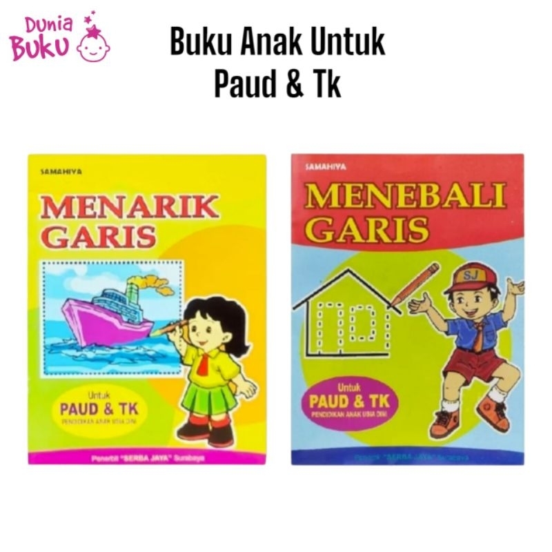Buku Anak Paud TK - Menarik Garis - Menebali Garis
