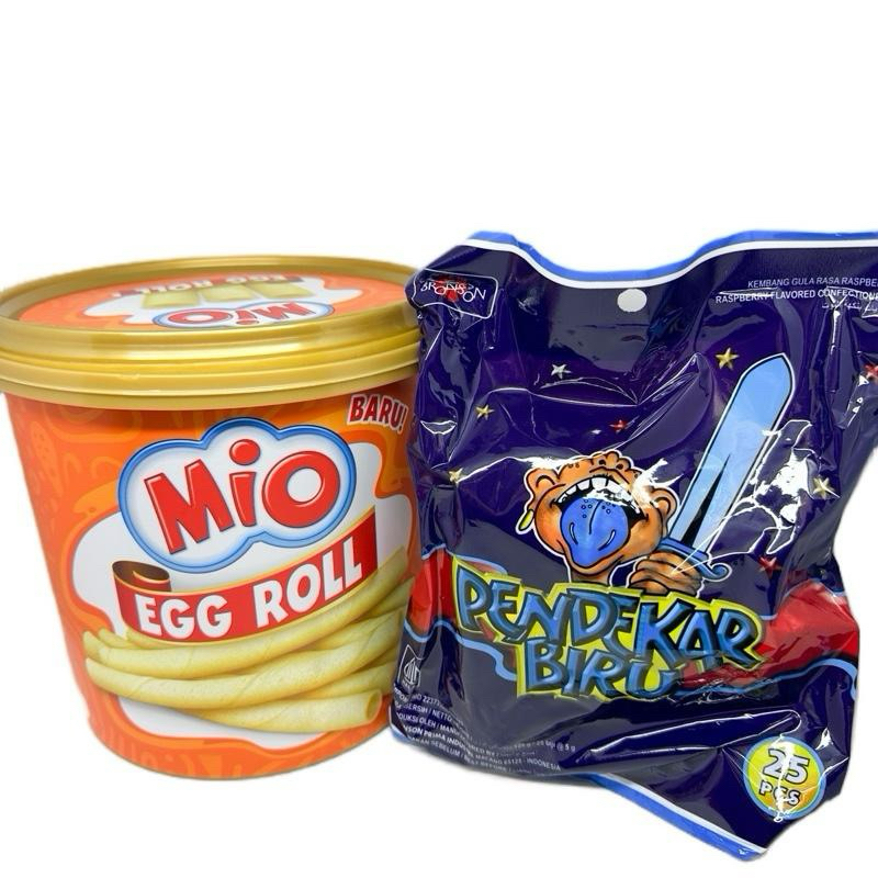 

PAKET MIO BIRU! (MIO EGG ROLL + PENDEKAR BIRU) Cemilan Permen Manis Candy