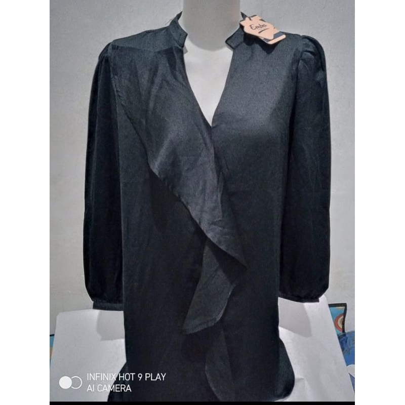 Murah Baju Kemeja Blouse Wanita MPD Emba Black Size S Dan Size L