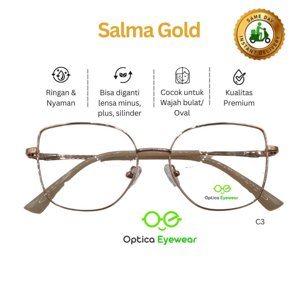 Promo Frame Kacamata Cat Eyes Kode Salma C3 , Lensa minus, plus, silinder, progresif, kualitas optik
