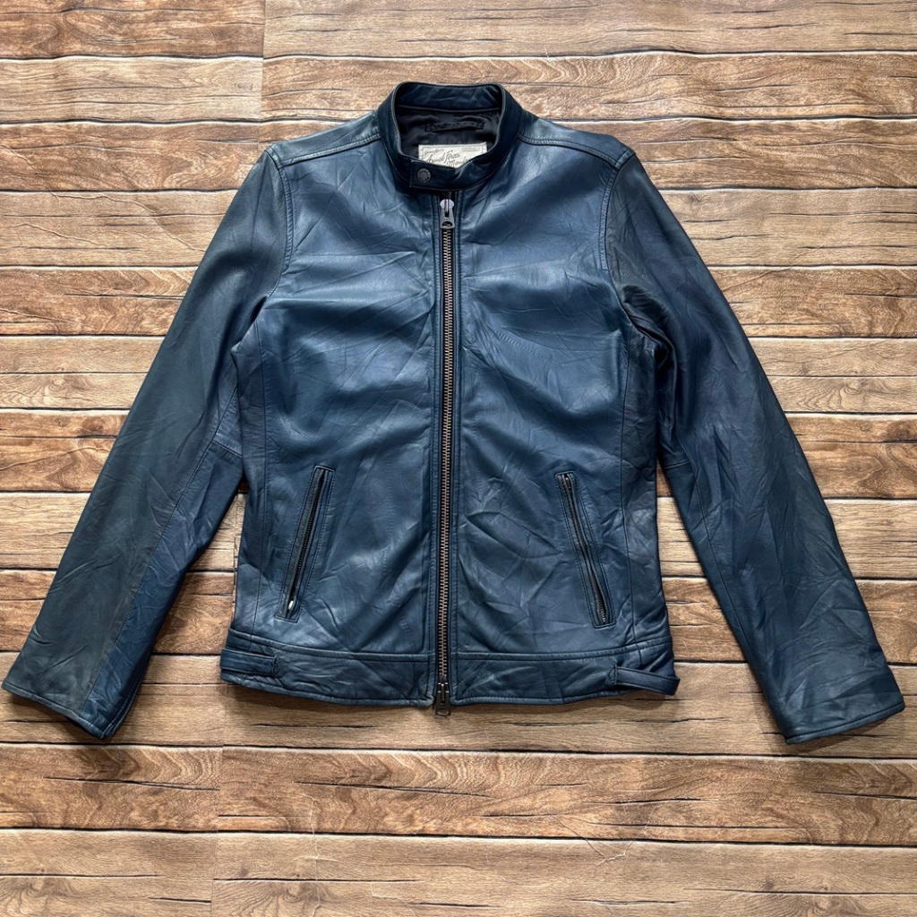 AVIREX Sheep Skin Leather Moto Jacket Blue M ( Jaket kulit domba )