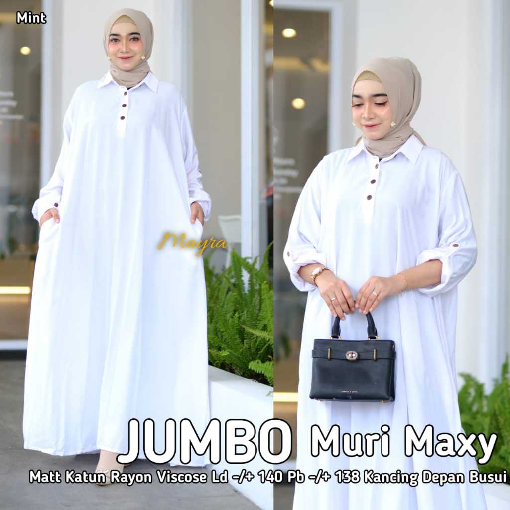 Gamis Jumbo LD 140 Polos Super Besar Bahan Rayon Adem Dingin Lembut 5L 4L XXXXL Mewah Gamis Umroh