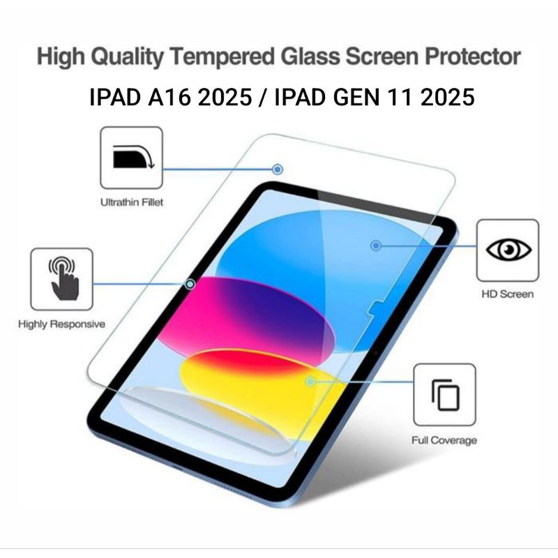 Tempered Glass Ipad A16 (2025) - Ipad Gen 11 (2025) Anti Gores Kaca Bening