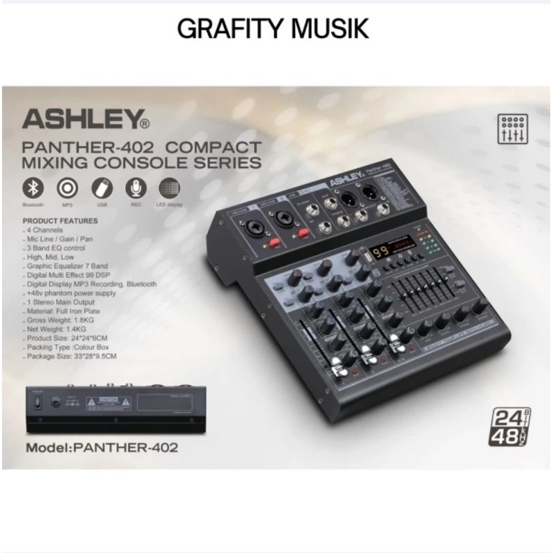 Mixer Ashley Panther 402 mixer Ashley  Panther402 4Channel Bluetooth Original