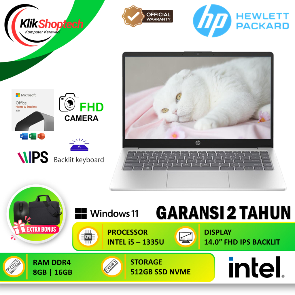 Laptop GAMING HP Core i5 1335U RAM 16GB SSD 512GB FHD IPS Win11Home Baru Original