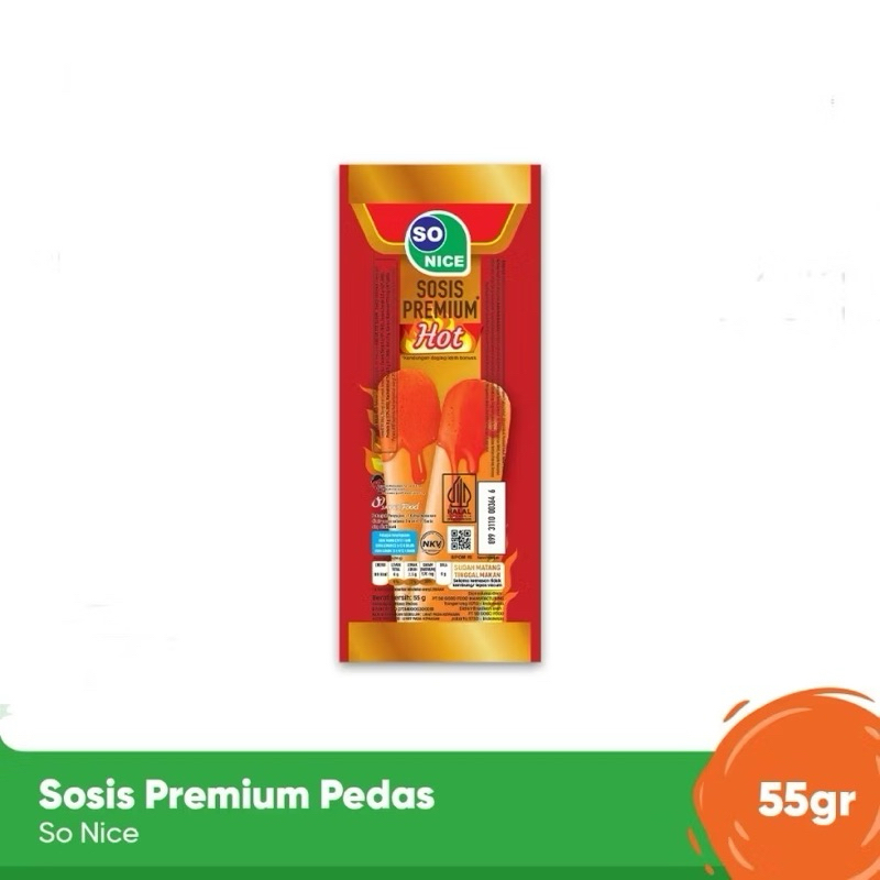 

SOSIS SO NICE PREMIUM SINGLE HOT SIAP MAKAN PEDAS 55GR