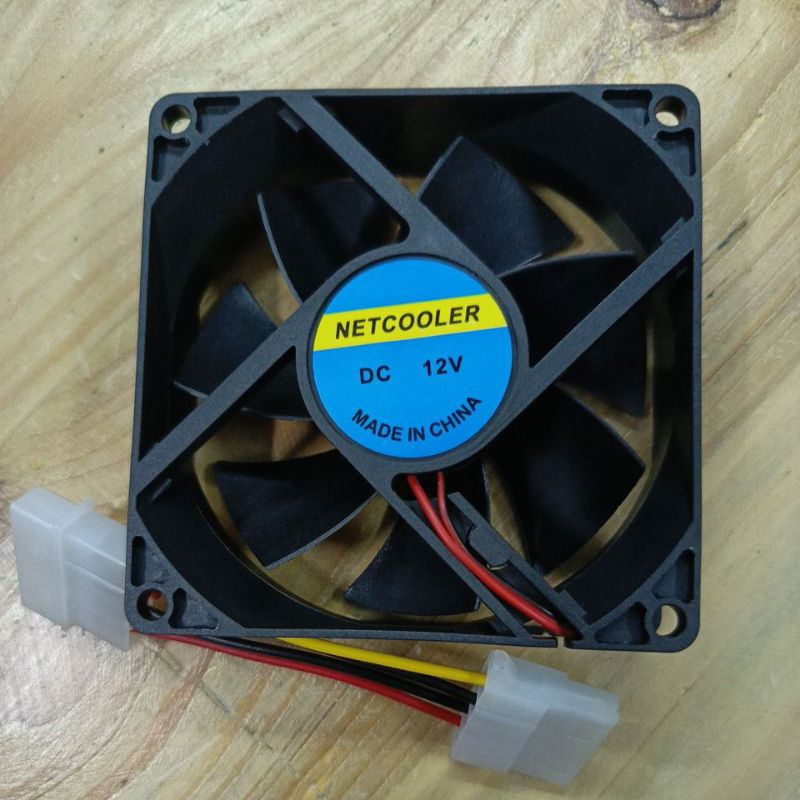 kipas pendingin cpu 8cm netcoler / fan casing 8cm hitam kipas komputer