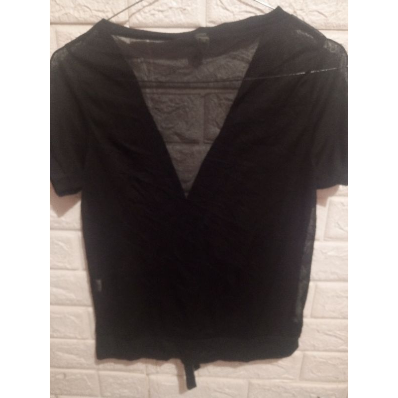 Preloved Blouse Hitam Outer Transparan