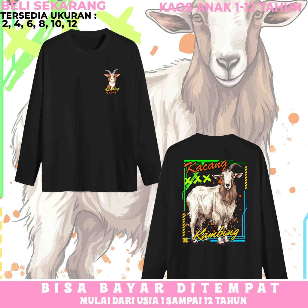 Baju Anak Lengan Panjang Idul Adha Edition Kambing Kacang New Kids Design Kaos Atasan Premium
