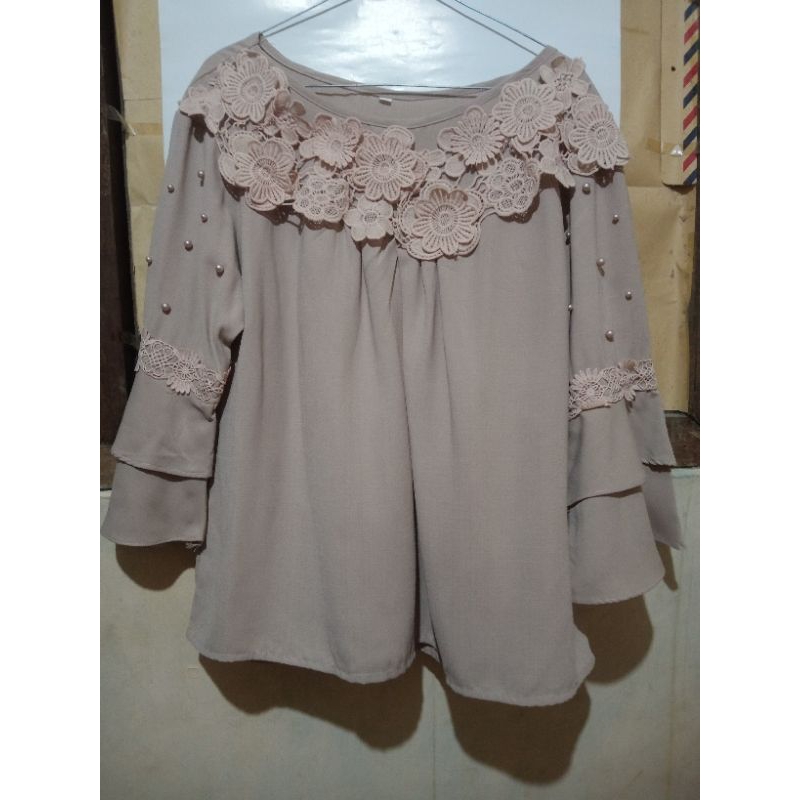 PRELOVED PRIBADI - BLOUSE Katun mix Bordir Bunga bunga