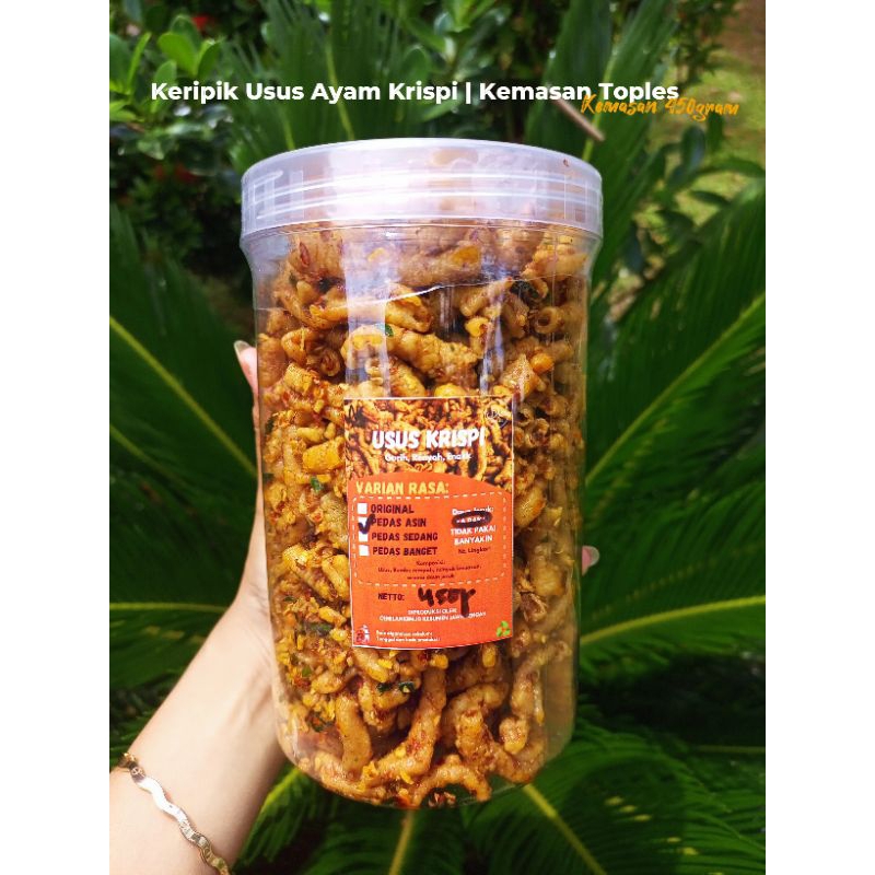 

KERIPIK USUS AYAM KRISPI (Bumbu Rempah) | Kemasan Toples 450gram | Pedas Asin Daun Jeruk