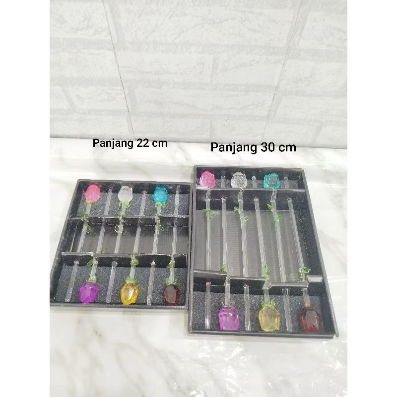 Bunga Tulip Kristal Kaca Set 6 Pcs - Dekorasi Mewah Hiasan Interior Ruang Tamu - GRATIS Extra Bubble