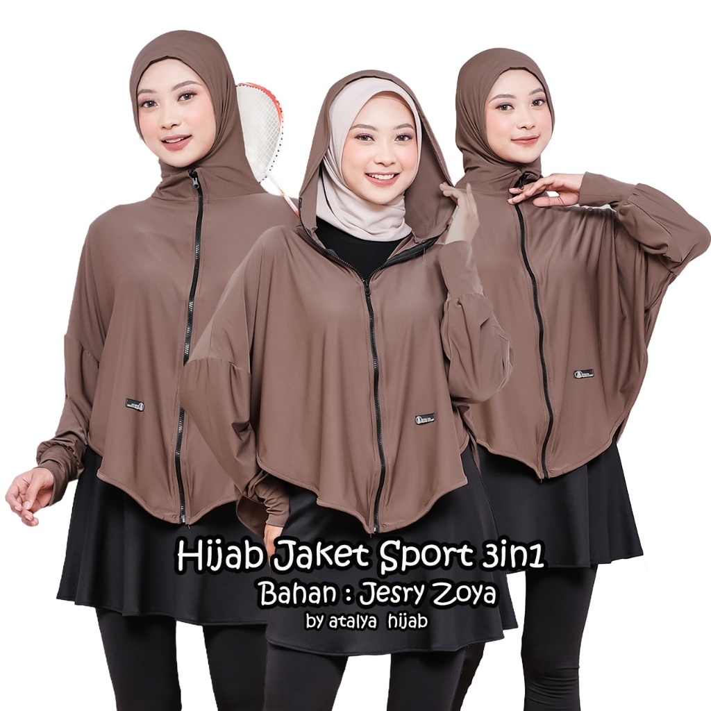 Hijab Jaket Olahraga Outer Muslim Crop top 2in1 Pakaian Olahraga Muslim
