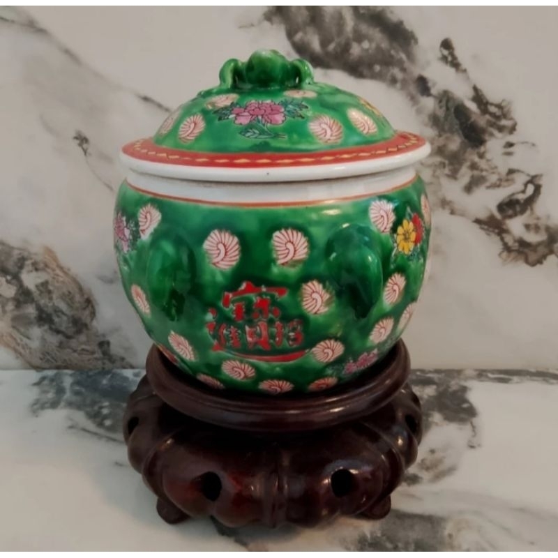 Toples mukun keramik peranakan china hijau Antik