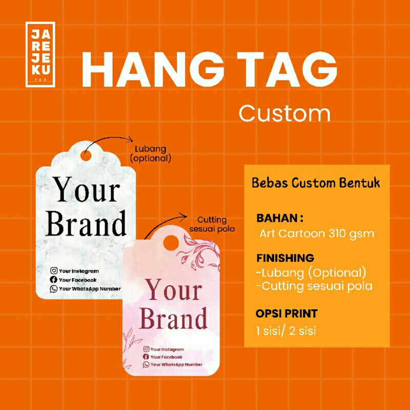 

100Pcs Hang Tag Custom Murah Cetak Full Color - Label Baju, Souvenir, Gift Tag dll