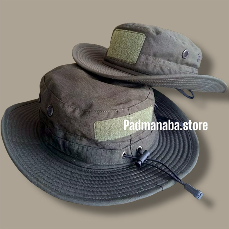Topi Rimba Hijau Army// Topi Rimba Full Kawat//Topi Rimba Tactical//Topi Rimba Velcro