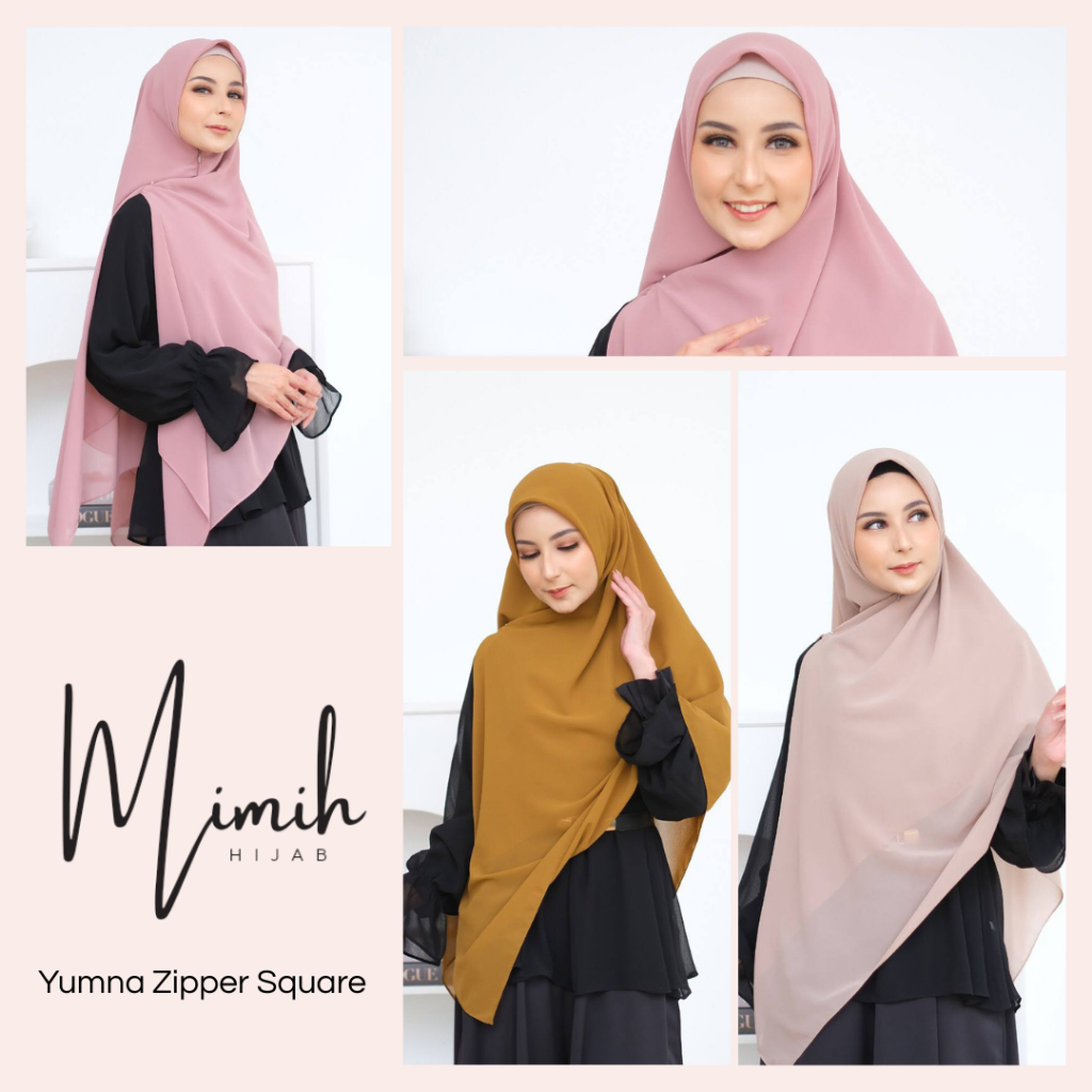 MIMIH HIJAB "Yumna Zipper Square/Hijab Yumna/Hijab Zipper Murah/Hijab Zipper Jumbo"