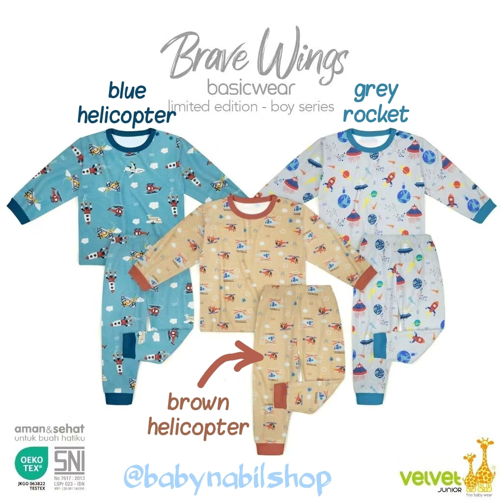 [Size 2-10] BIG SIZE - Piyama Dreamwear Velvet Junior (Boy) - Seri BRAVE WINGS