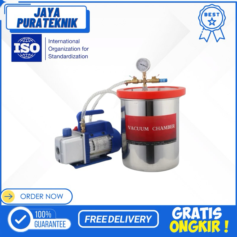 Vacuum Chamber 9 galon (34 L) + Vacuum Pump 1 hp