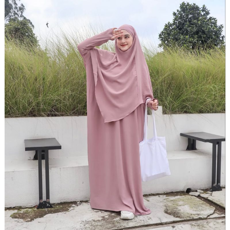 Abaya & French Khimar Jema | Abaya & Hijab cadar | Abaya set Hijab Syar'i kekinian 2025 | Abaya + hi