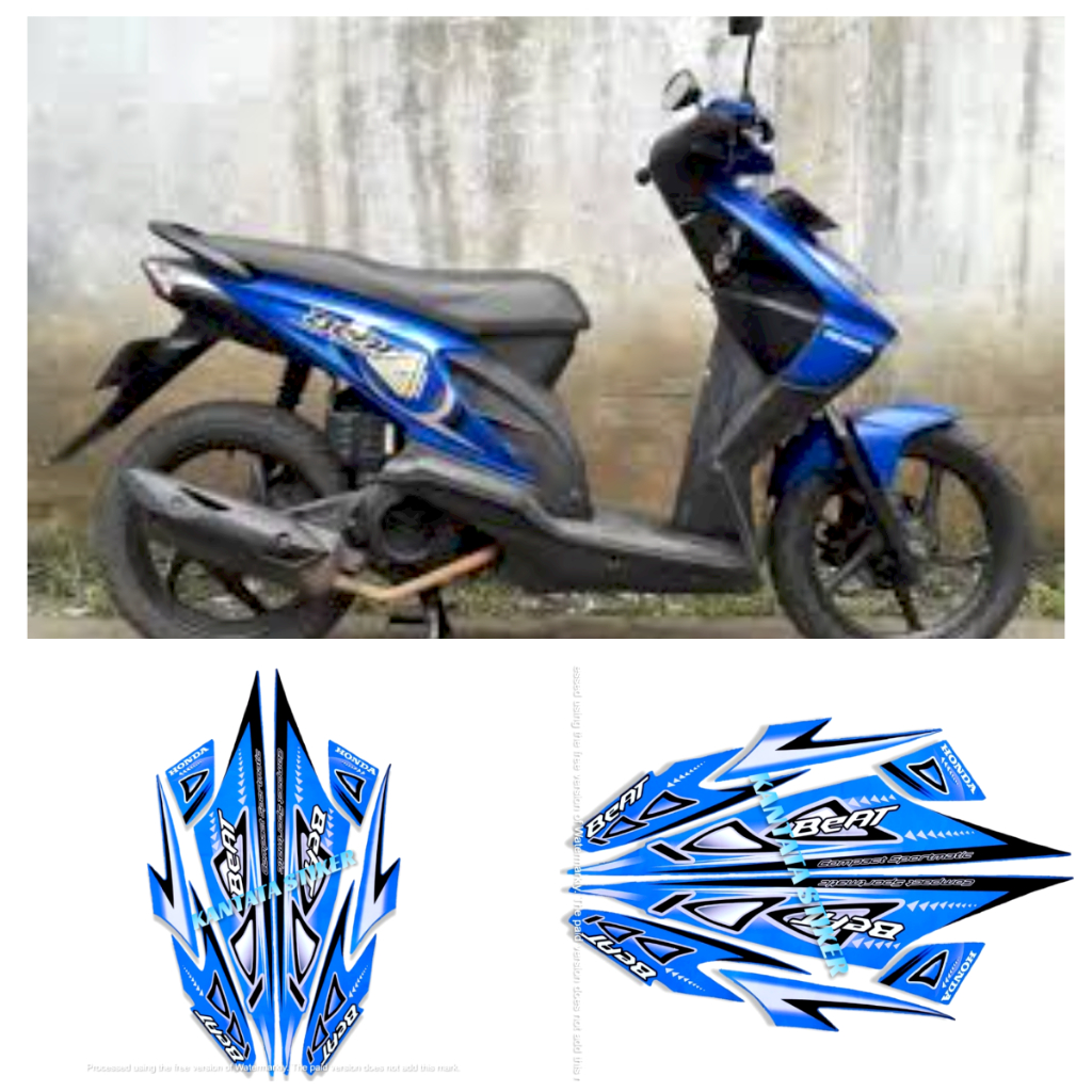 Stiker Striping Motor Beat Karbu variasi biru